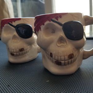 Pirate Skull Mugs Set of 2